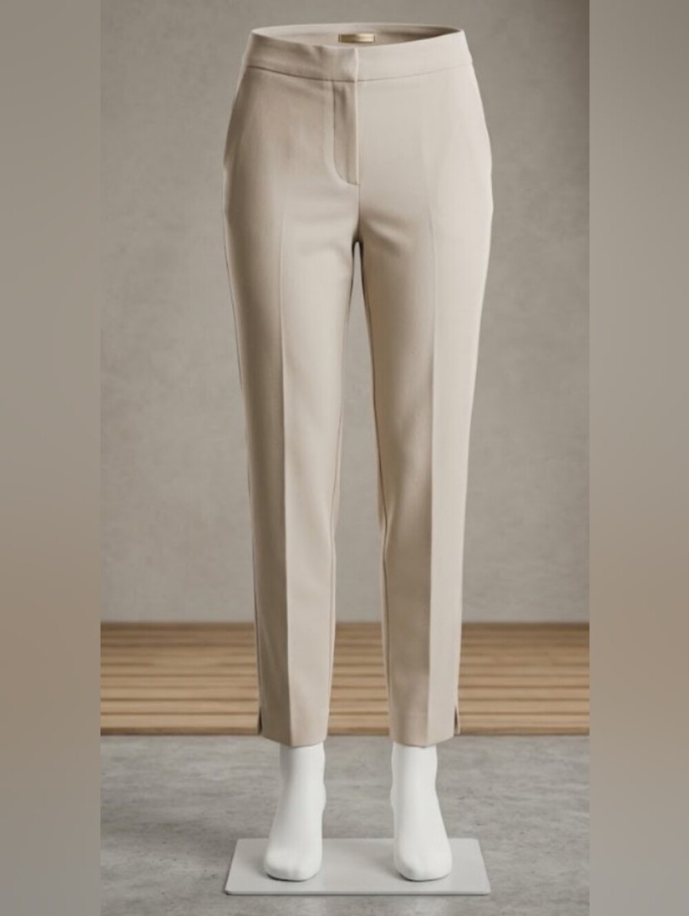 Badgley Mischka Slim Leg Dress Pants Light Beige (Sz 8) Business Casual Neutral